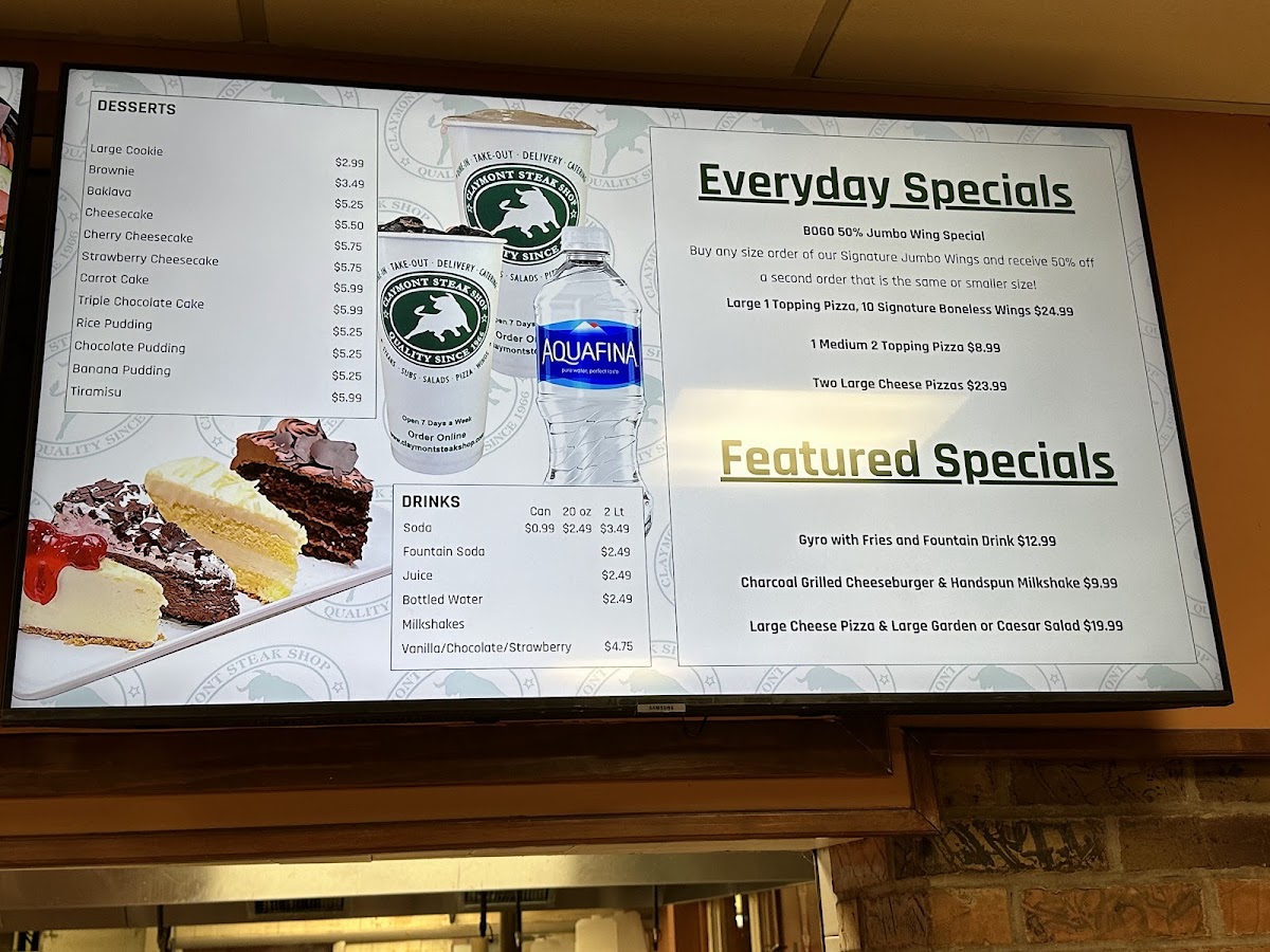 Claymont Steak Shop Menu - Image 1